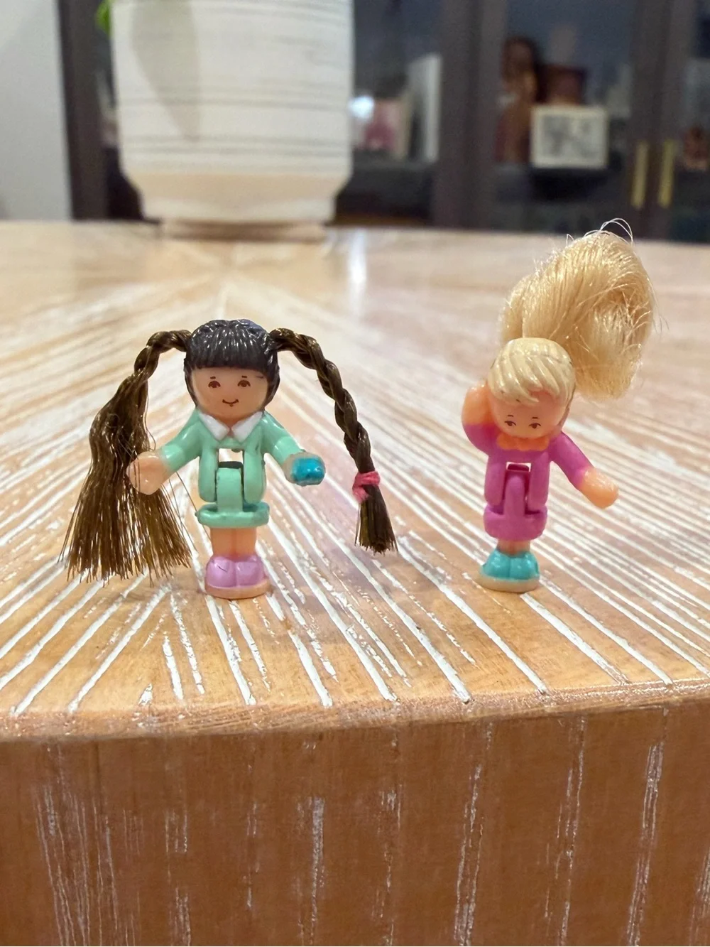 Set of 1995 Polly Pocket Comb 'n Curl Salon dolls x2